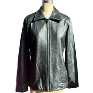 Vintage Y2K soft black leather jacket Size M